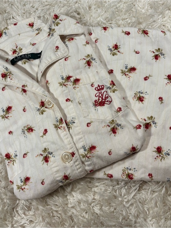 Ralph Lauren Other - Ralph Lauren White Button-Up Pajama Set with Red Floral Embroidery-PM